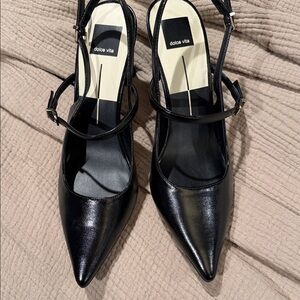 Dolce Vita Black Patent Pointed Toe Slingback Heels